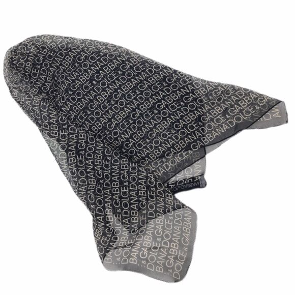 Dolce & Gabbana Signature Logo Black Silk Monogram Neck Hair Handbag Scarf - Picture 11 of 12